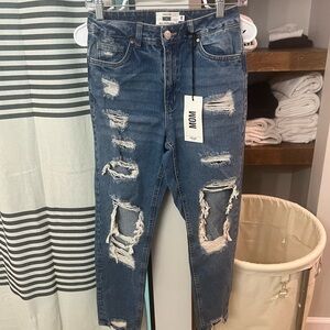 Refuge Distressed Blue Ankle Jeans